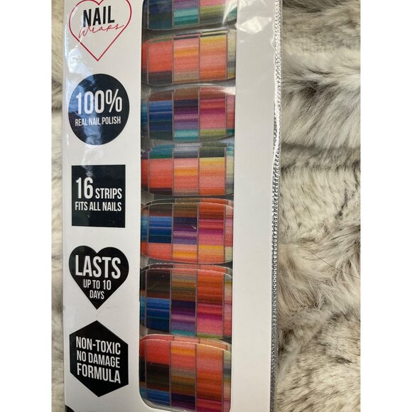 Colorful Candied Nail Wraps 16 Strips 100% Real Nail Polish Non-Toxic Lasts 10 D - Picture 3 of 4